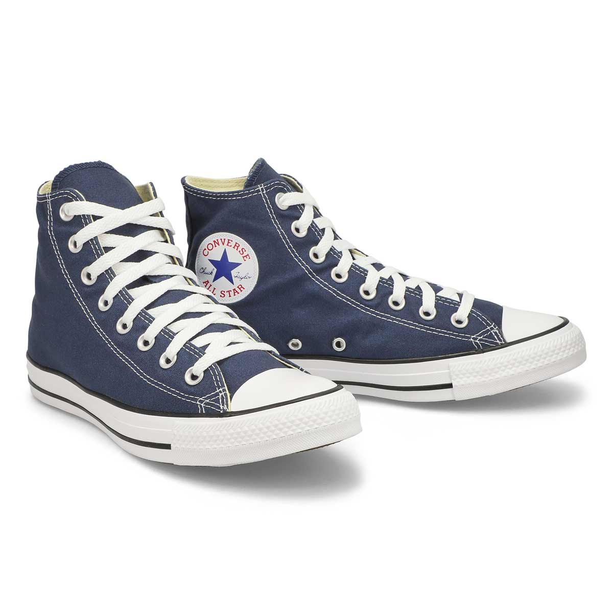 Dark blue hot sale high top converse